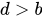<math xmlns="http://www.w3.org/1998/Math/MathML"><mi>d</mi><mo>&gt;</mo><mi>b</mi></math>